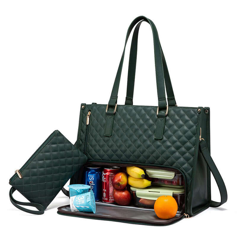 Convenient Commute New Lunch Bag Women's Insulated Lunch Box Women's Leak-proof Large Purse Diagonal Computer Storage eprolo