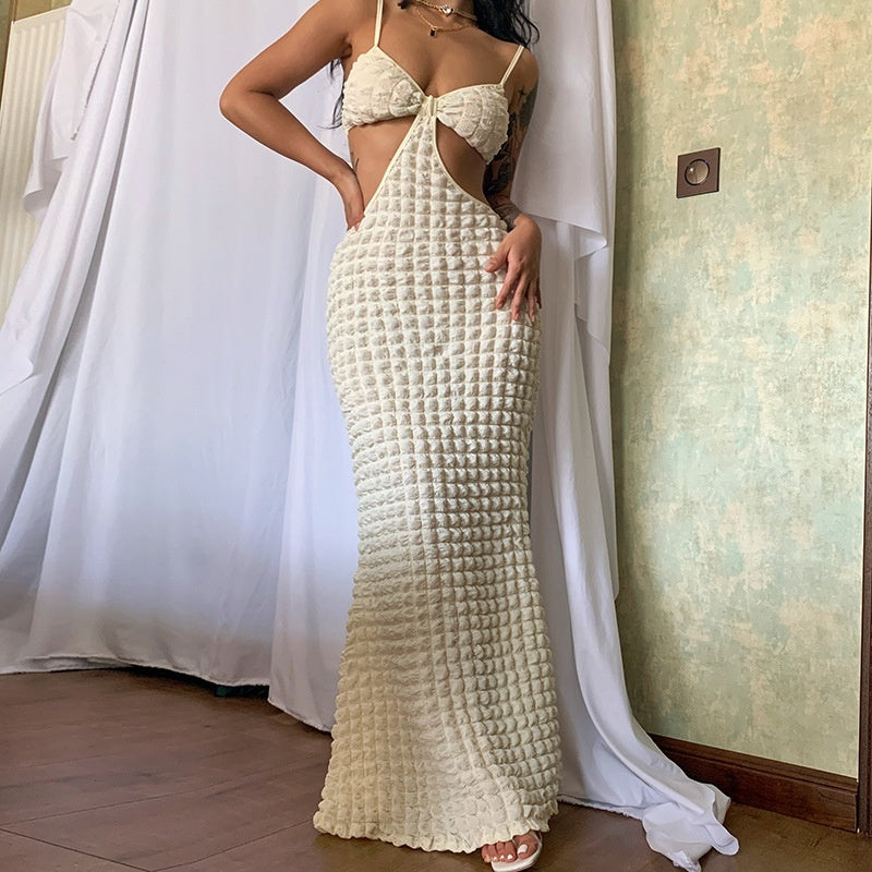 Sexy Suspenders Hollow Pure Desire Slim Fit Elegant Long Dress eprolo