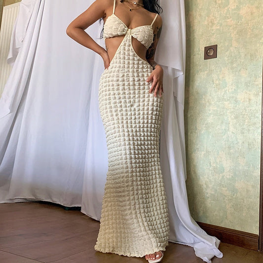 Sexy Suspenders Hollow Pure Desire Slim Fit Elegant Long Dress eprolo