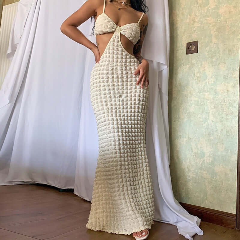 Sexy Suspenders Hollow Pure Desire Slim Fit Elegant Long Dress eprolo