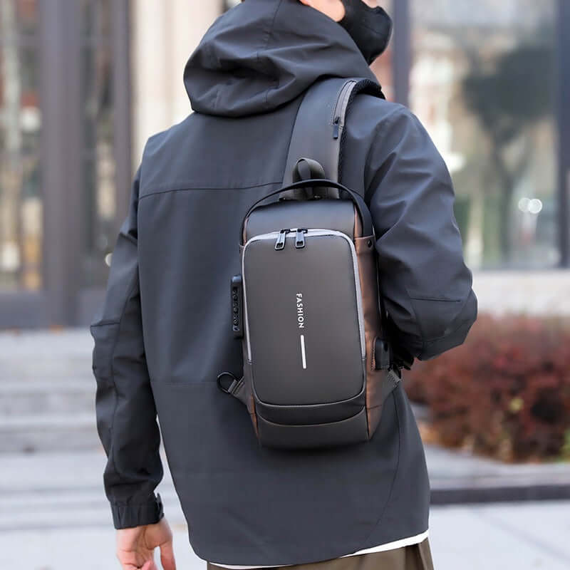Waterproof Anti Theft Designer Password Lock Bag Usb Crossbody Sling Bags For Men Chest Bags eprolo