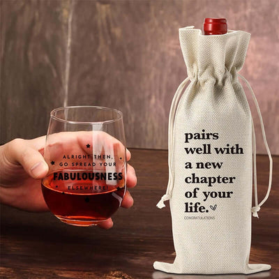 Red Wine Bag for Retirement Celebration: Party Wine Packaging Bag, Imitation Linen Drawstring Pouch, Gift Bag eprolo