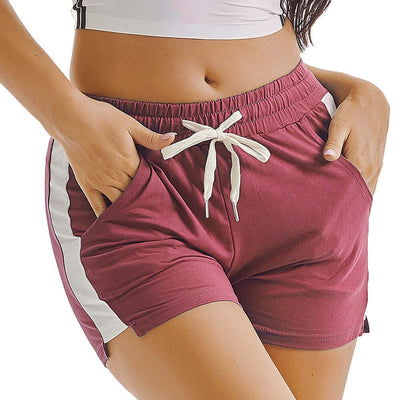 Women's drawstring workout shorts for gym, running, and cycling