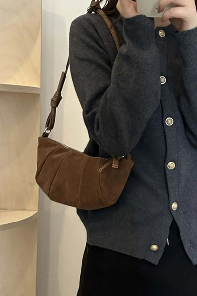 Suede Croissant Shape Shoulder Bag eprolo
