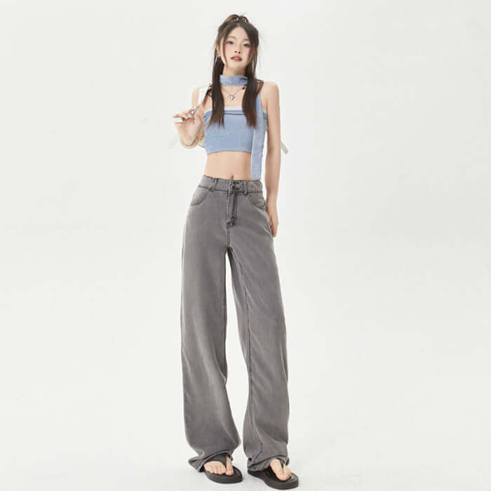 Ice Silk Thin Jeans Women's Comfortable Wide-leg Pants eprolo