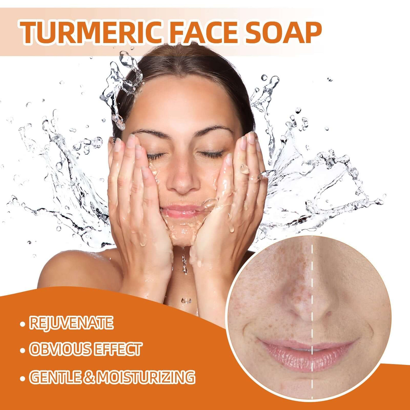 Turmeric Face Soap, Face Repair Gentle Cleansing, Fade Spots And Smooth Fine Lines Cleaner Soap eprolo