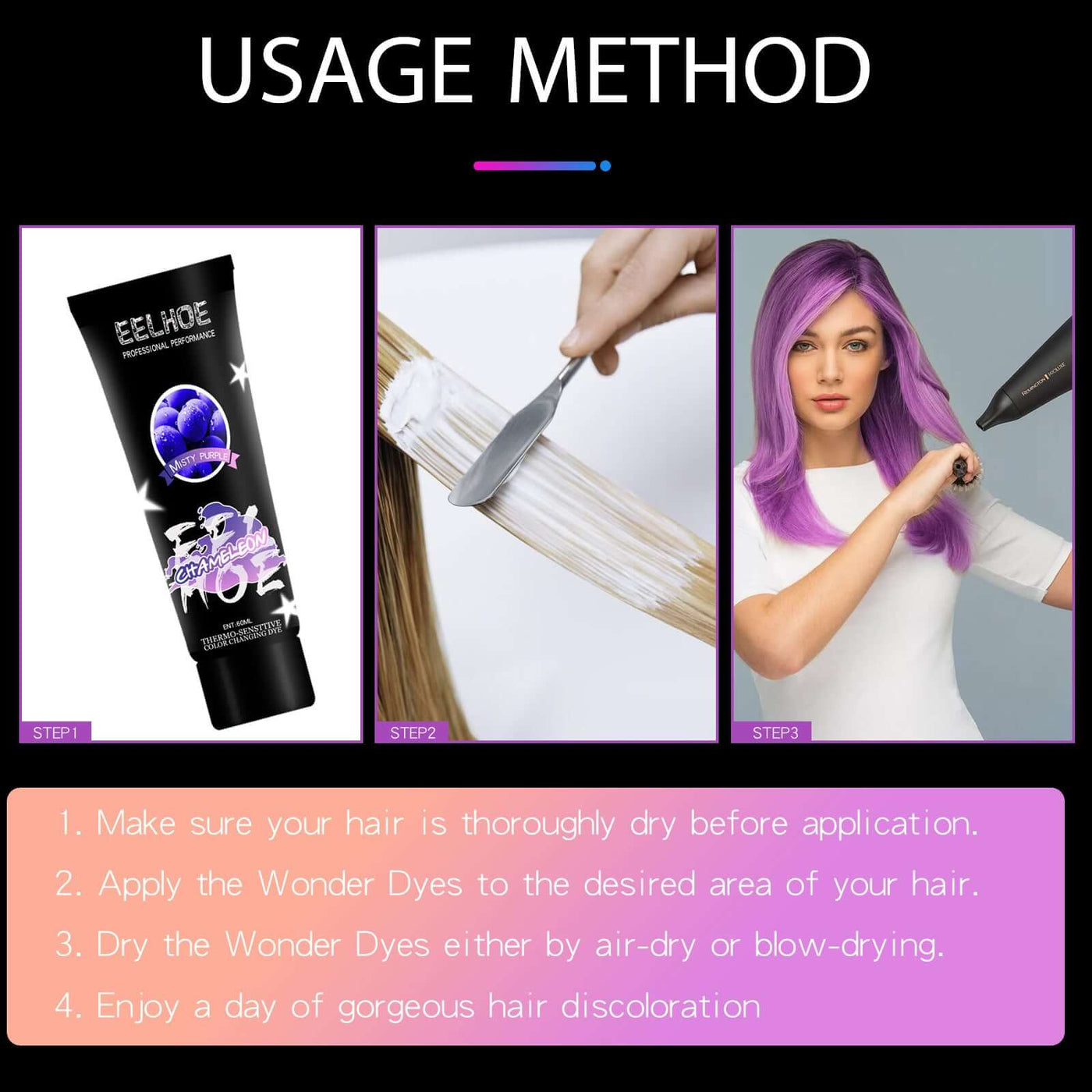 Gradient Hair Conditioner, No Damage To Hair And Scalp Easily Change Hair Color Hair Conditioner eprolo