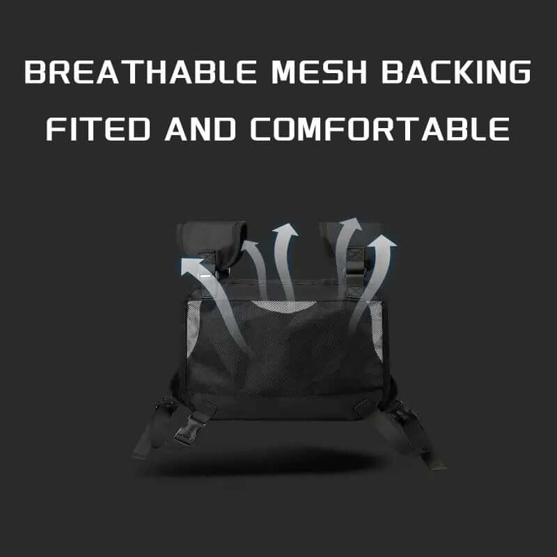 Adjustable reflective chest bag vest with breathable mesh for running and cycling