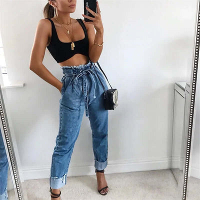 High-waisted Washed Pencil Pants Spring Sexy Temperament European And American Plus Size Denim Jeans For Women Astrazona