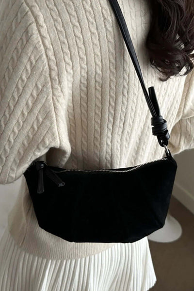 Suede Croissant Shape Shoulder Bag eprolo