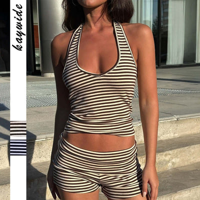 Hanging neck striped suit for women's clothing eprolo