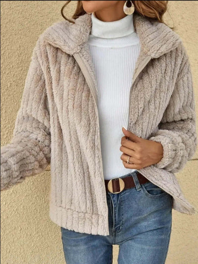 Plush Zip Up Long Sleeve Jacket eprolo