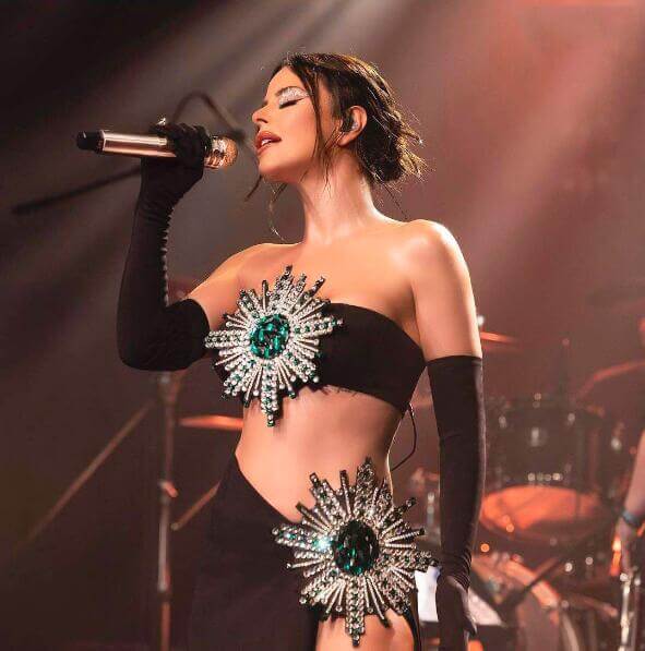 Shiny Rhinestone Tube Top High Slit Skirt Bandage Suit Dropshipman