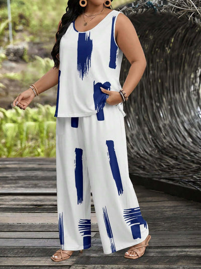Trendy fashion suit for women with wide-leg trousers