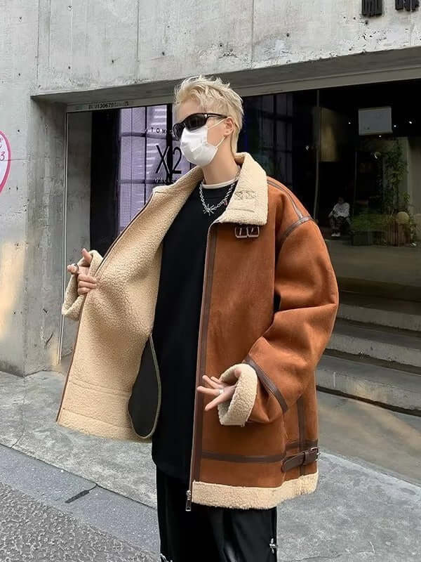 Lamb Wool Stand Collar Cotton Coat Workwear Jacket For Men eprolo
