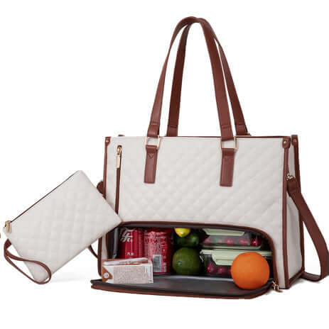 Convenient Commute New Lunch Bag Women's Insulated Lunch Box Women's Leak-proof Large Purse Diagonal Computer Storage eprolo