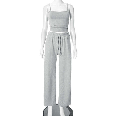 Sleeveless gray suspender trousers suit outfit, stylish and sexy design for social events.