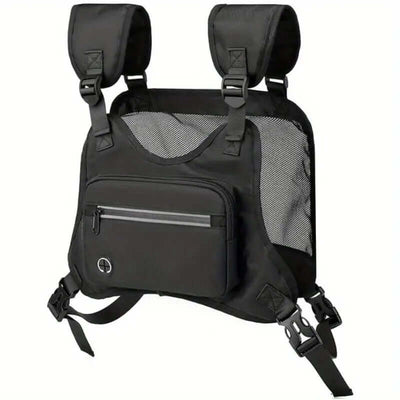 Adjustable reflective chest bag vest with breathable mesh for running and cycling