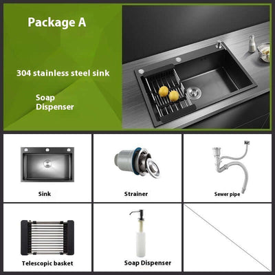 Manual Thickened Sink Kitchen Nano 304 Stainless Steel Sink eprolo