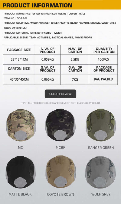 FAST SF Ultra-high Cut Camouflage Helmet Cover (Medium Size, M) eprolo