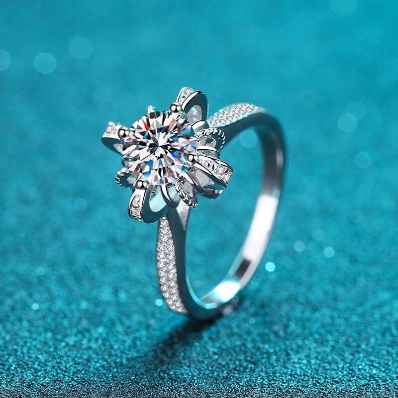925 Sterling Silver Microset 1 Carat Moissanite Ring eprolo