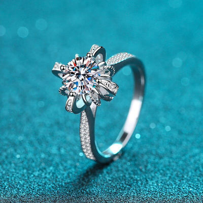 925 Sterling Silver Microset 1 Carat Moissanite Ring eprolo