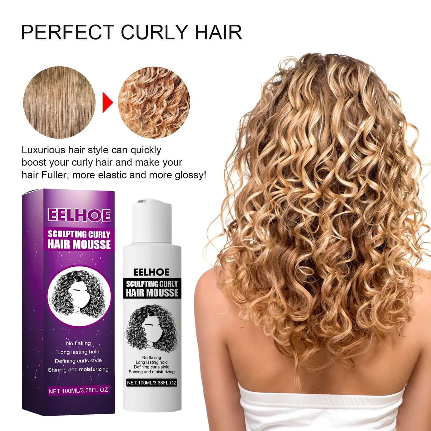 Curly Hair Styling Elastin, Curly Hair Moisturizing And Fluffing Hair Styling Elastin eprolo