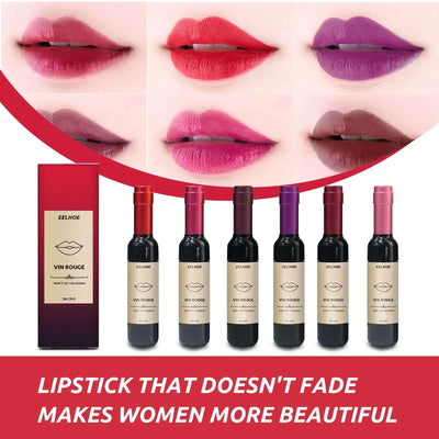 Vin Rouge Lip Tint, Non-Stick Cup Color Development Portable Waterproof Non-Fading Moisturizing Red Wine Bottle Lip Glaze eprolo