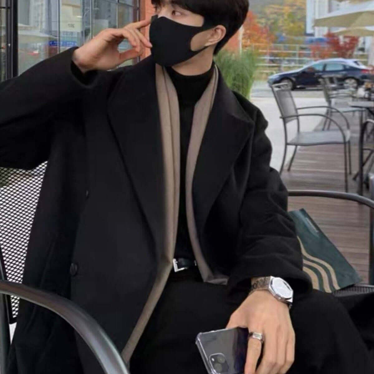 Winter Woolen Men's Mid-length Over-the-knee Suit Collar Double Breasted Woolen Trench Coat Thickened eprolo