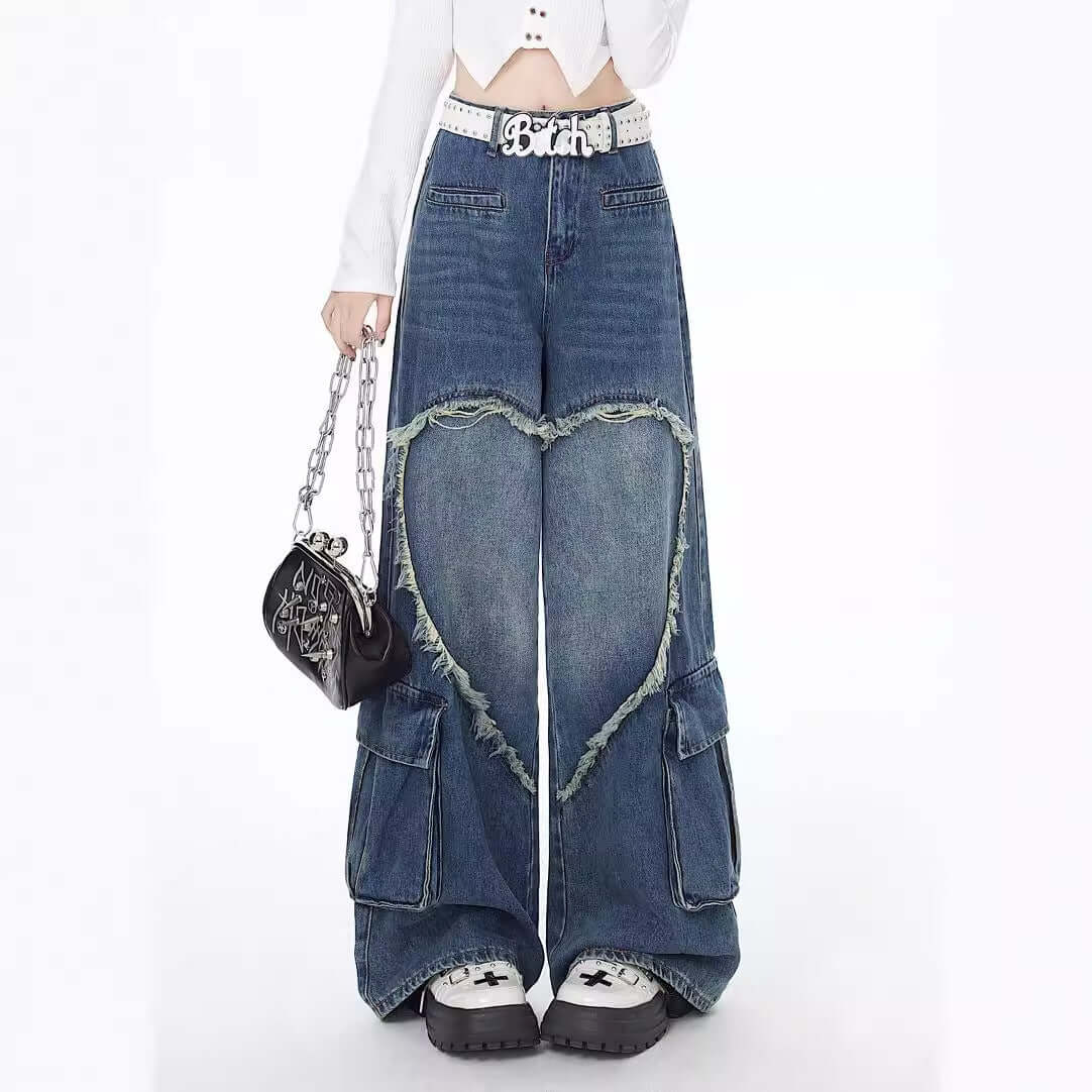 American Street Washed Tie-dyed Jeans Women Dropshipman