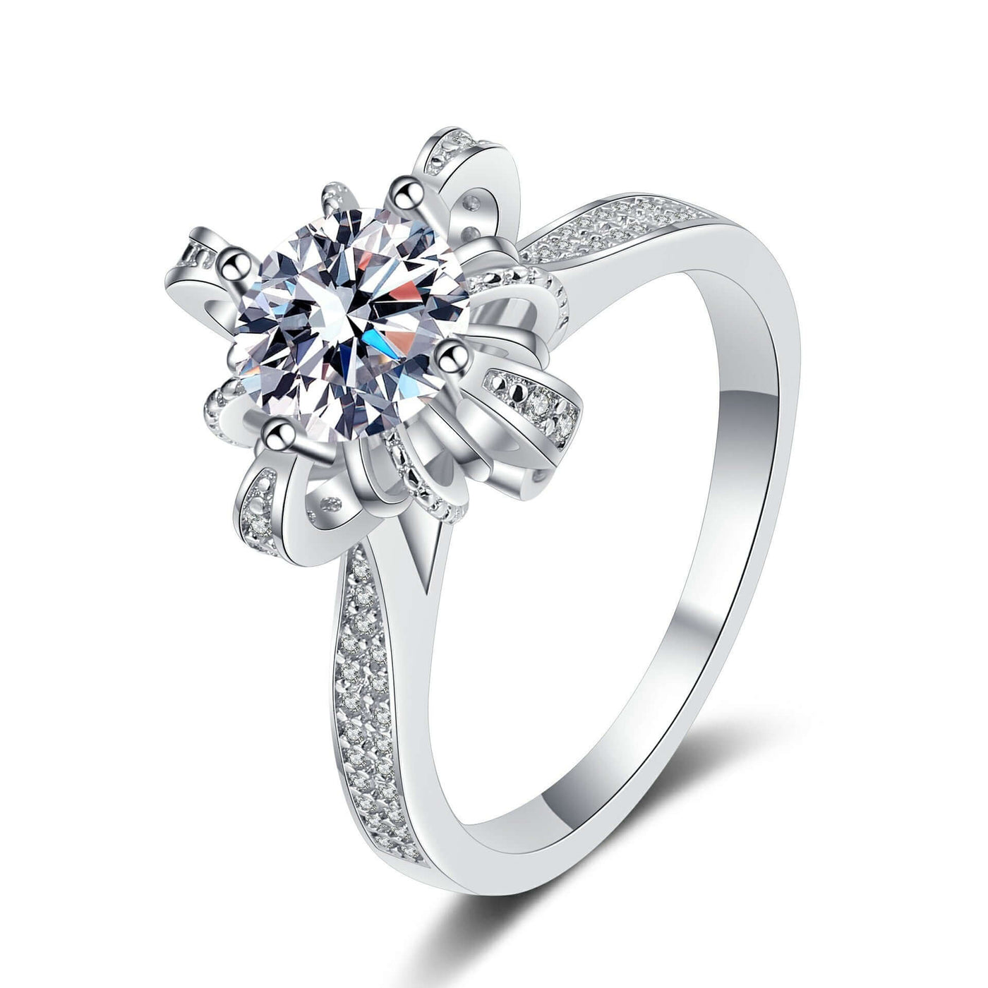 925 Sterling Silver Microset 1 Carat Moissanite Ring eprolo