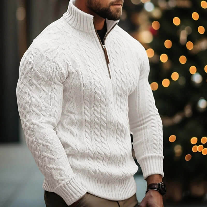 Men's Knitwear Half Zipper Coat Solid Color Twisted Thickened Sweater eprolo