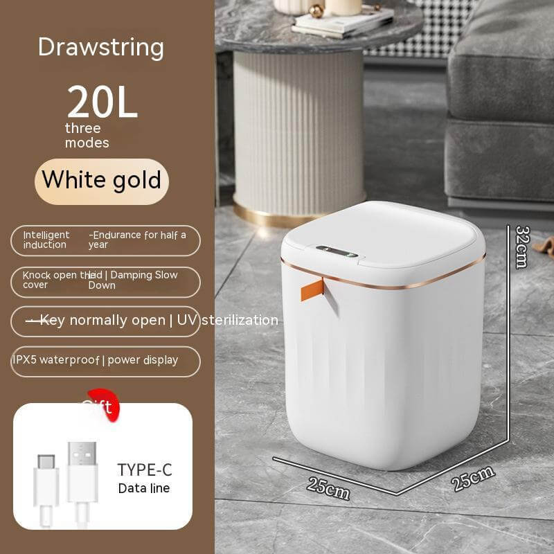 Smart Trash Can With Lid For Bedroom And Living Room Kitchen Storage Box Trash Can Induction Small Car Box Automatic Smart Dustbin Smart Trash Bin eprolo