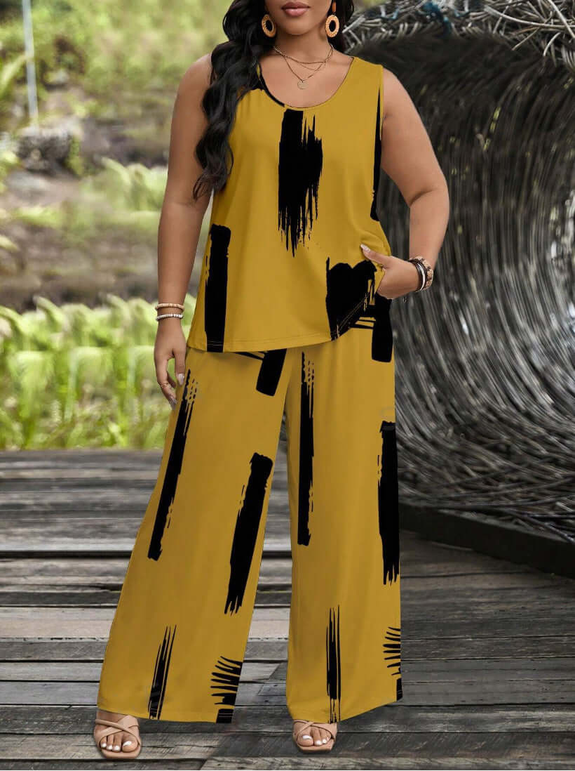 Trendy fashion suit for women with wide-leg trousers