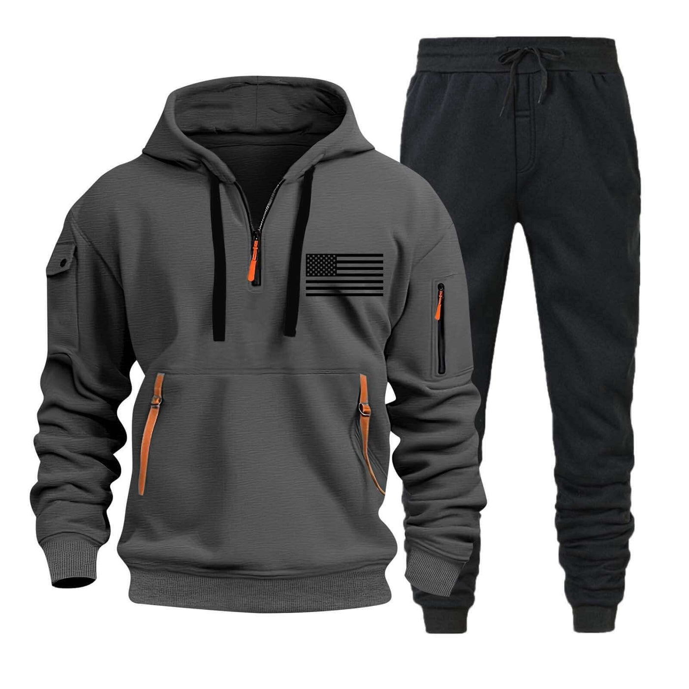Autumn And Winter Sweater Hoodie Zipper Multi-pocket Pullover Sports Casual Suit eprolo