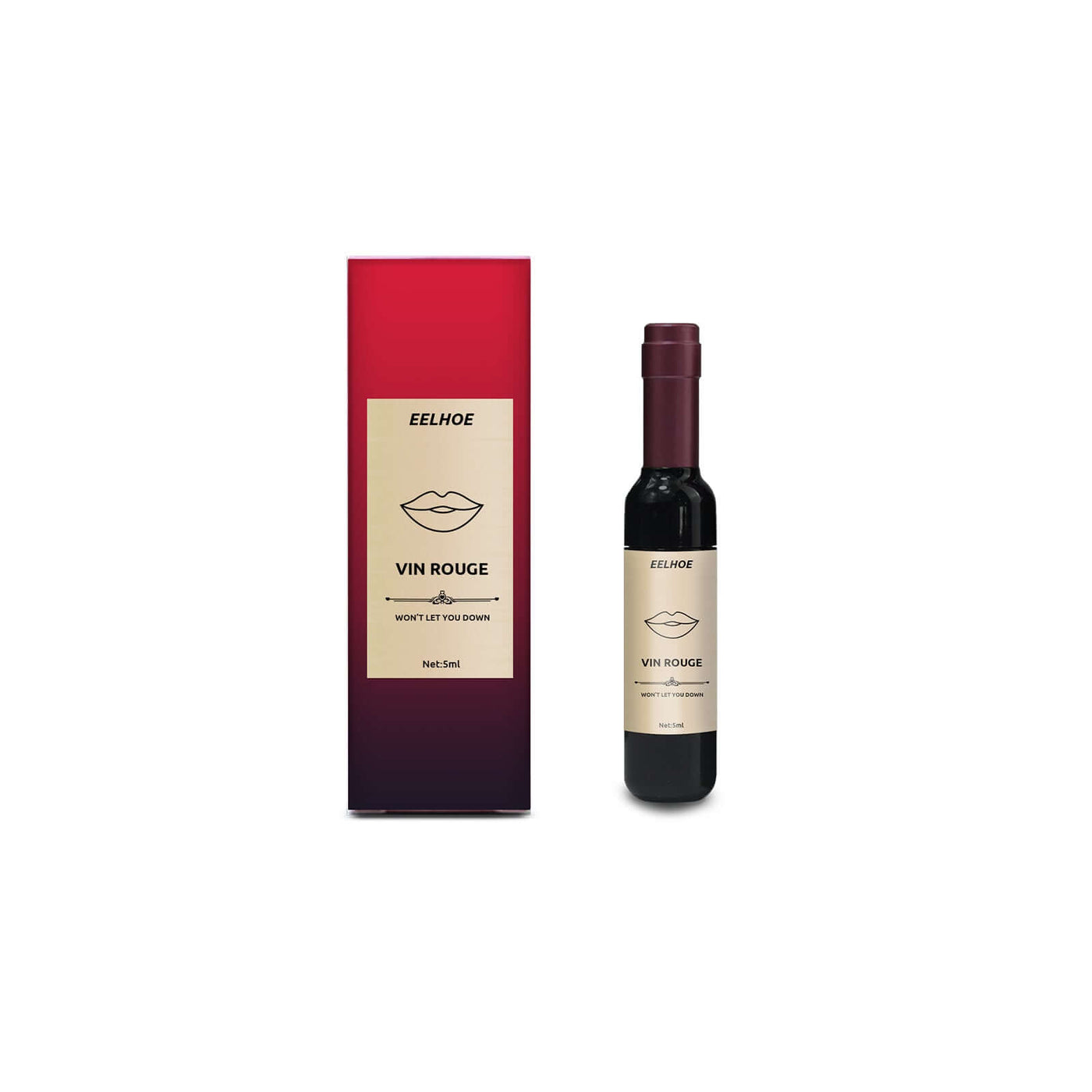Vin Rouge Lip Tint, Non-Stick Cup Color Development Portable Waterproof Non-Fading Moisturizing Red Wine Bottle Lip Glaze eprolo