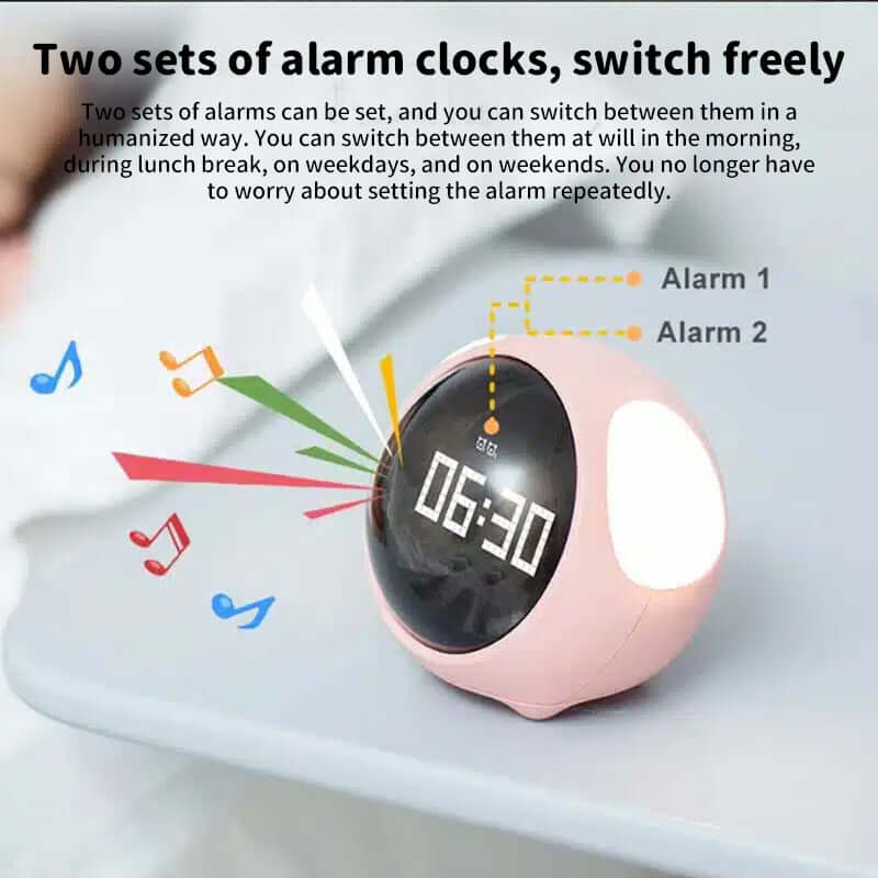 Cute Cartoon Digital Alarm Clock with Light and Emotion Function for Kids eprolo