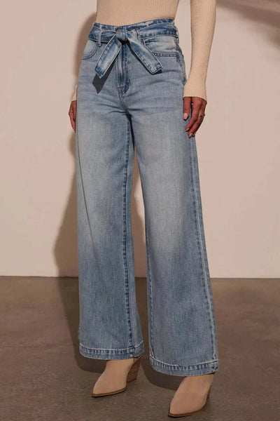Tied Wide Leg Jeans with Pockets eprolo