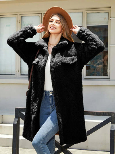 Texture Button Up Dropped Shoulder Coat eprolo