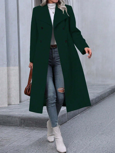 Minimalist long-sleeve winter coat for commuting and casual wear