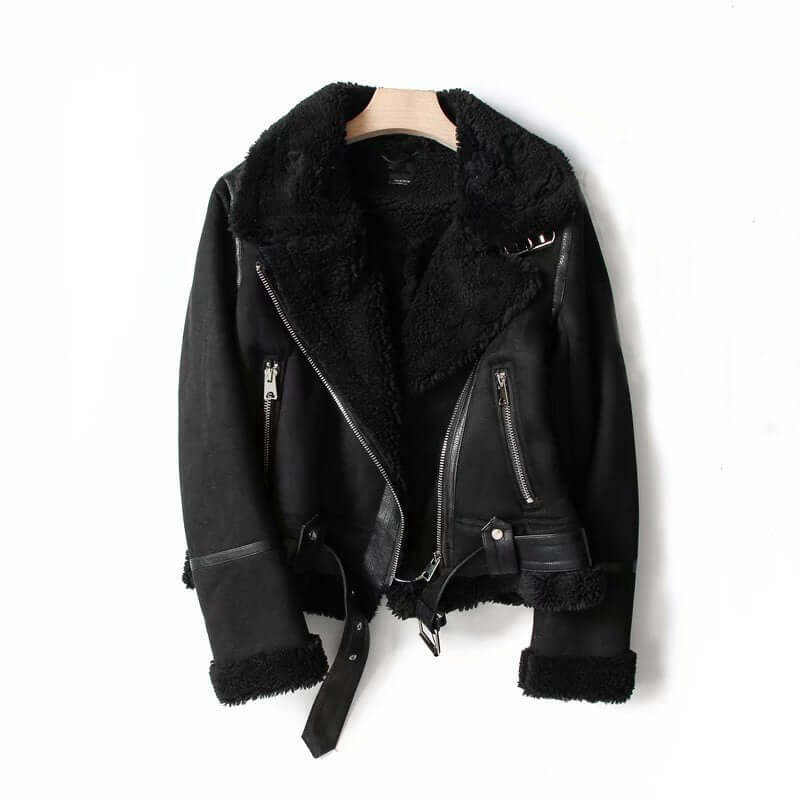 WInter Lapel Jacket Suede Lamb Wool Warm Coat Motorcycle Clothing Women Outwears eprolo