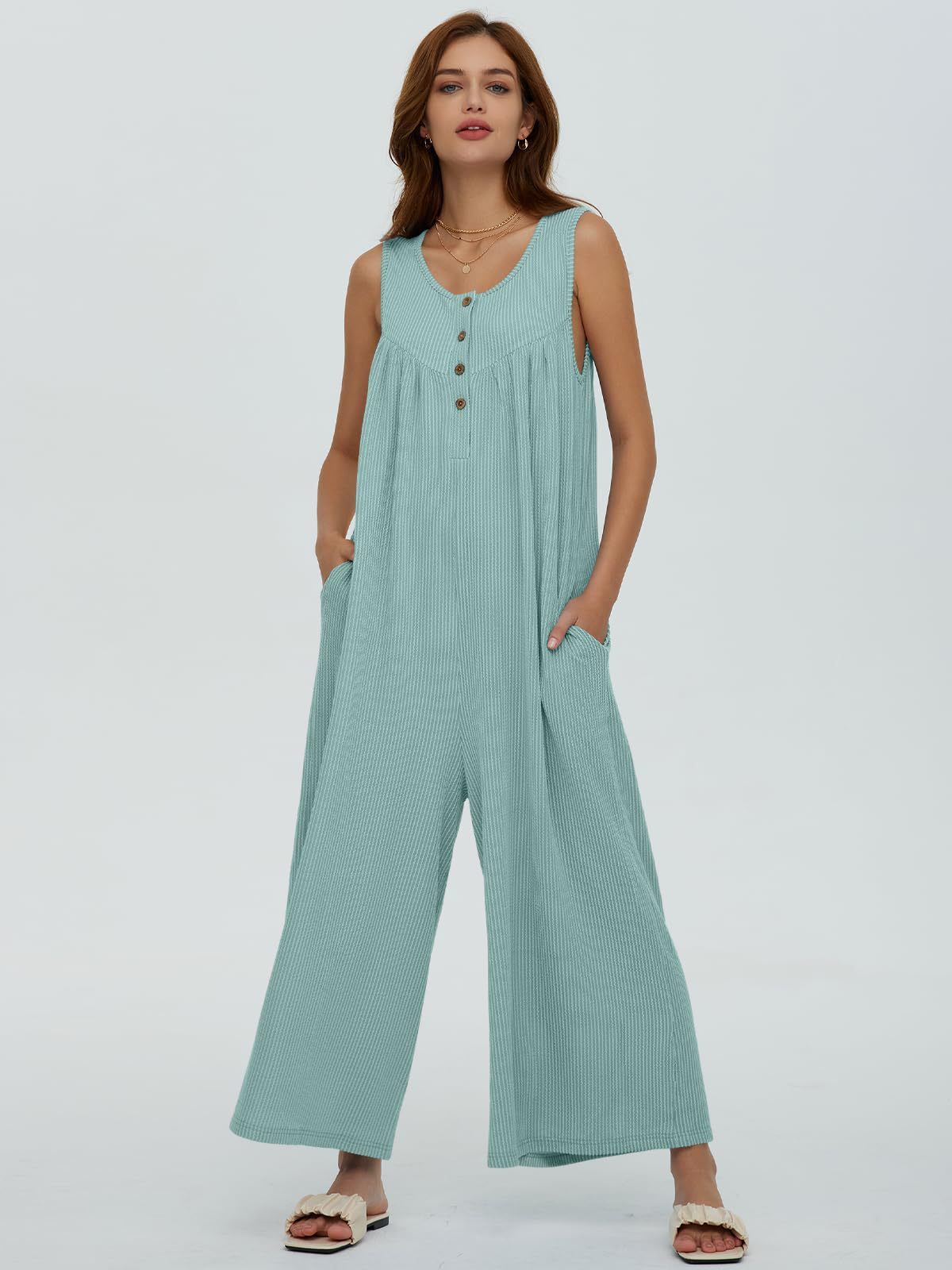 Summer European And American Style Fresh Casual Women's Pocket Jumpsuit eprolo