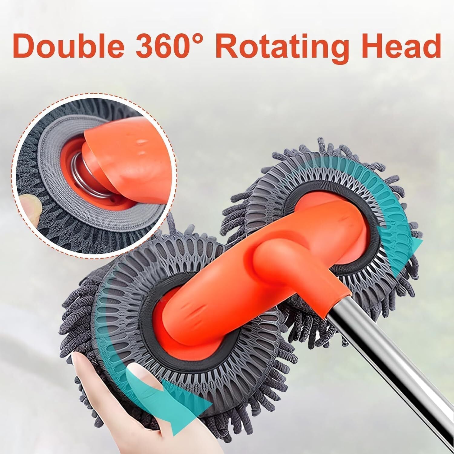 Microfiber Mop Wash Kit Telescopic Car Cleaning Brush With 4 Replacent Header eprolo