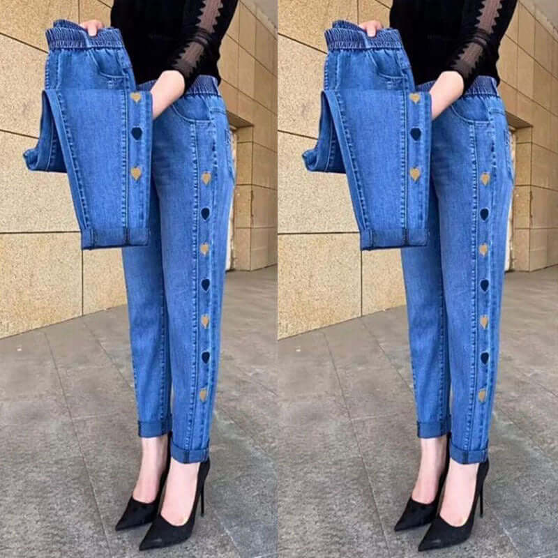 Women's Plus Size Thin High Waist Stretch Jeans Dropshipman