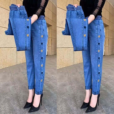 Women's Plus Size Thin High Waist Stretch Jeans Dropshipman