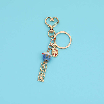 Cute Cartoon Ceramic Lucky Cat Keychain Ring Chain Creative Gift eprolo