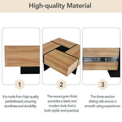 Unique Design Coffee Table With 4 Hidden Storage Compartments eprolo