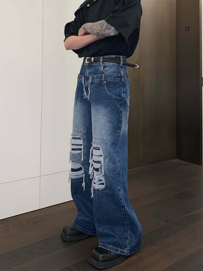 Loose Straight Hole Wide Leg Trousers Casual Floor Trousers eprolo