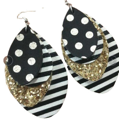 Striped Earrings Multilayer Christmas Petal Earrings Leather Drop Gold Earrings eprolo
