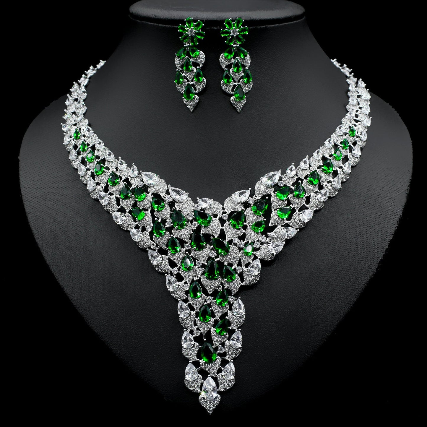 Full Diamond Exaggerated Fashion Necklace Earrings eprolo